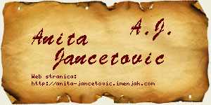 Anita Jančetović vizit kartica